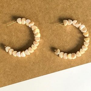 Iridescent Peach Crescent Bead Earrings